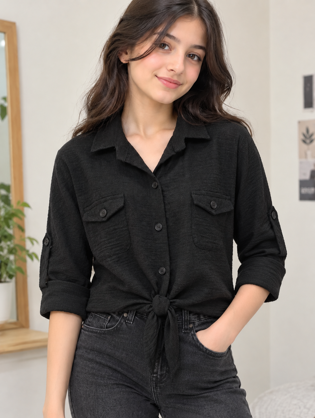 شومیز مشکی گره ای